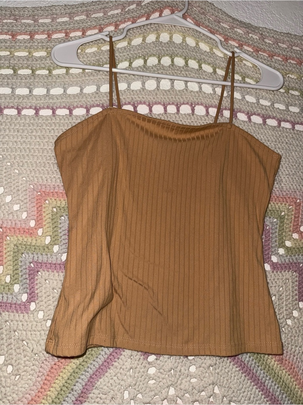 Rue21 Camel Ribbed Spaghetti-Strap Cami Top